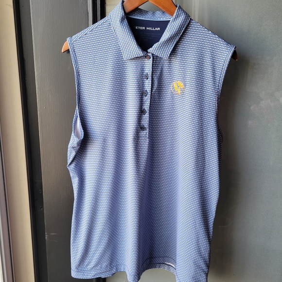 Peter Millar Women's Sleeveless Golf Polo top Collar Buttons Blue Size XL - Picture 2 of 12